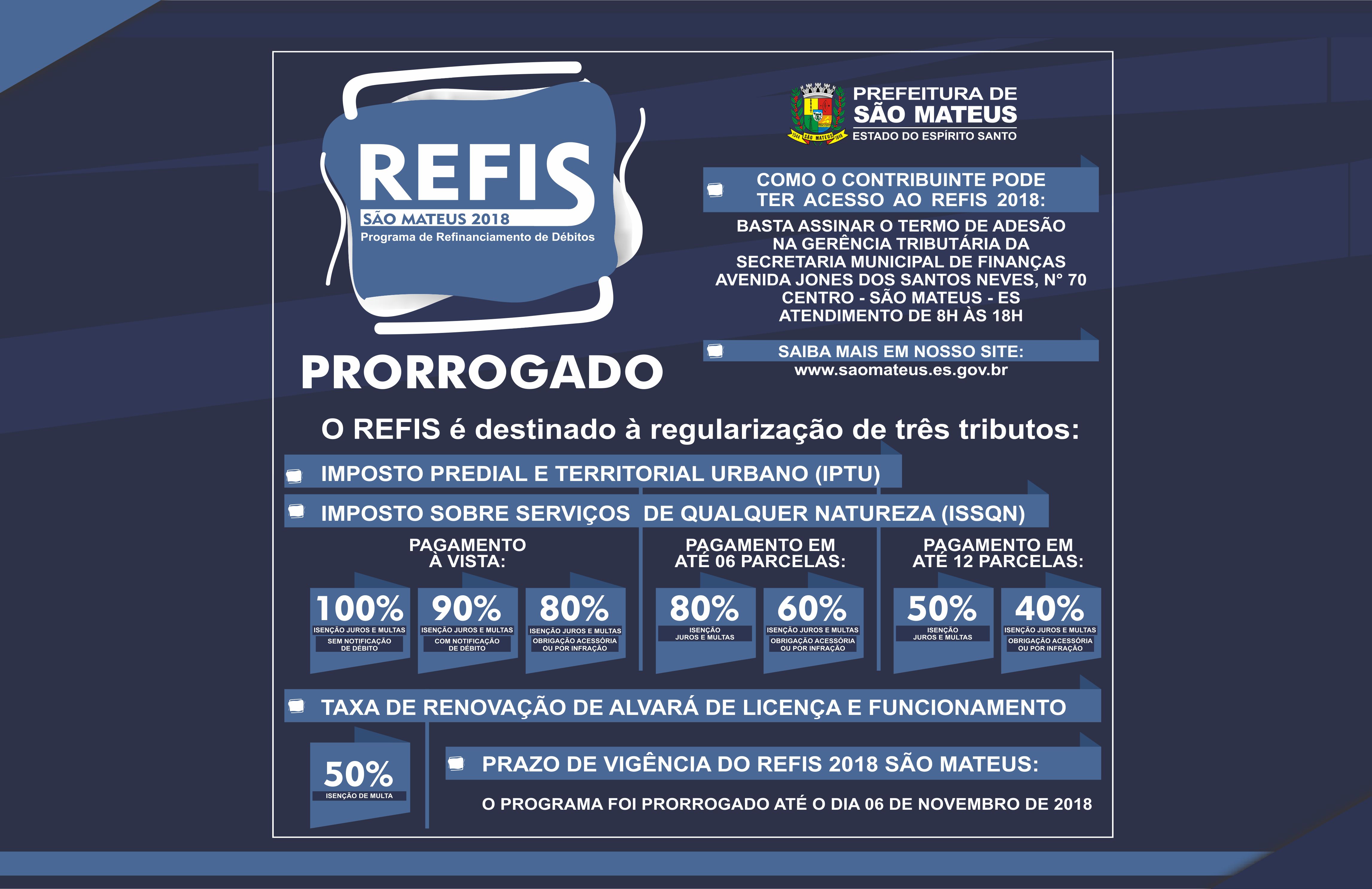 PRORROGADO O REFIS 2018