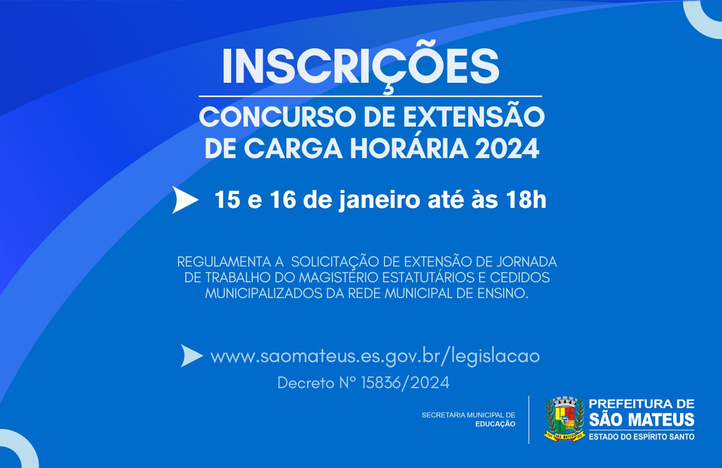 INSCRIÇÕES PARA O CONCURSO DE EXTENSÃO DE CARGA HORÁRIA - 2024