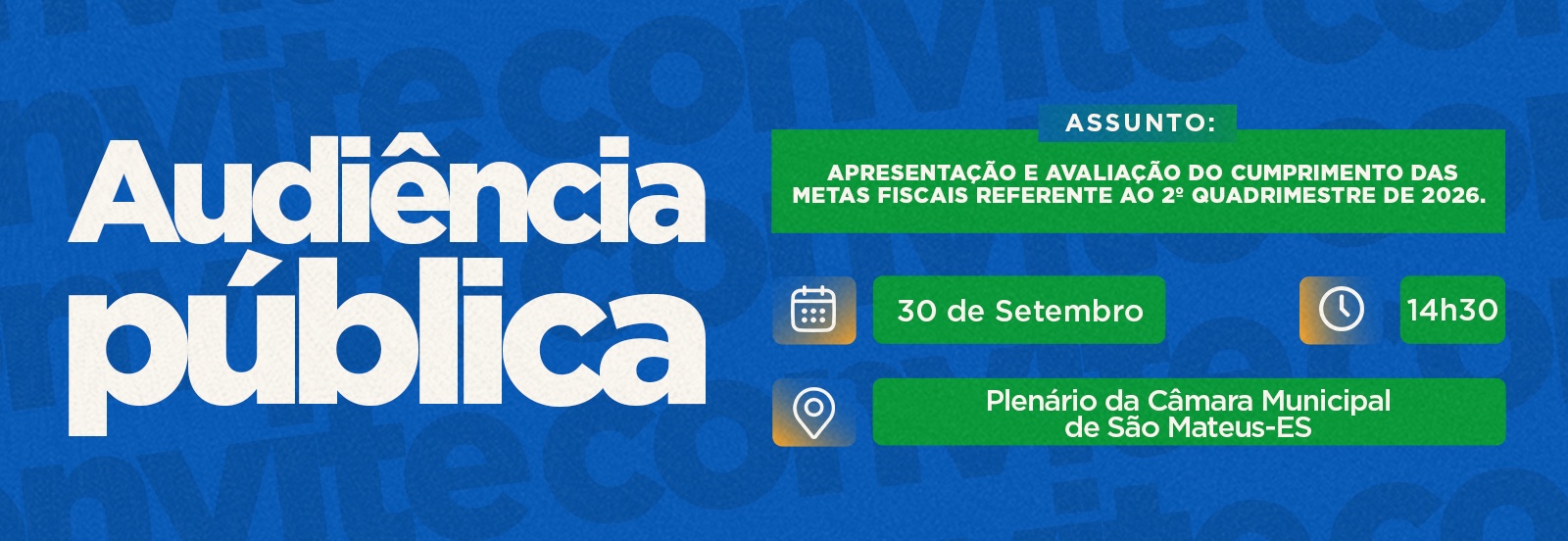 PREFEITURA CONVIDA POPULAÇÃO PARA AUDIÊNCIA PÚBLICA SOBRE METAS FISCAIS DO 2º QUADRIMESTRE DE 2026