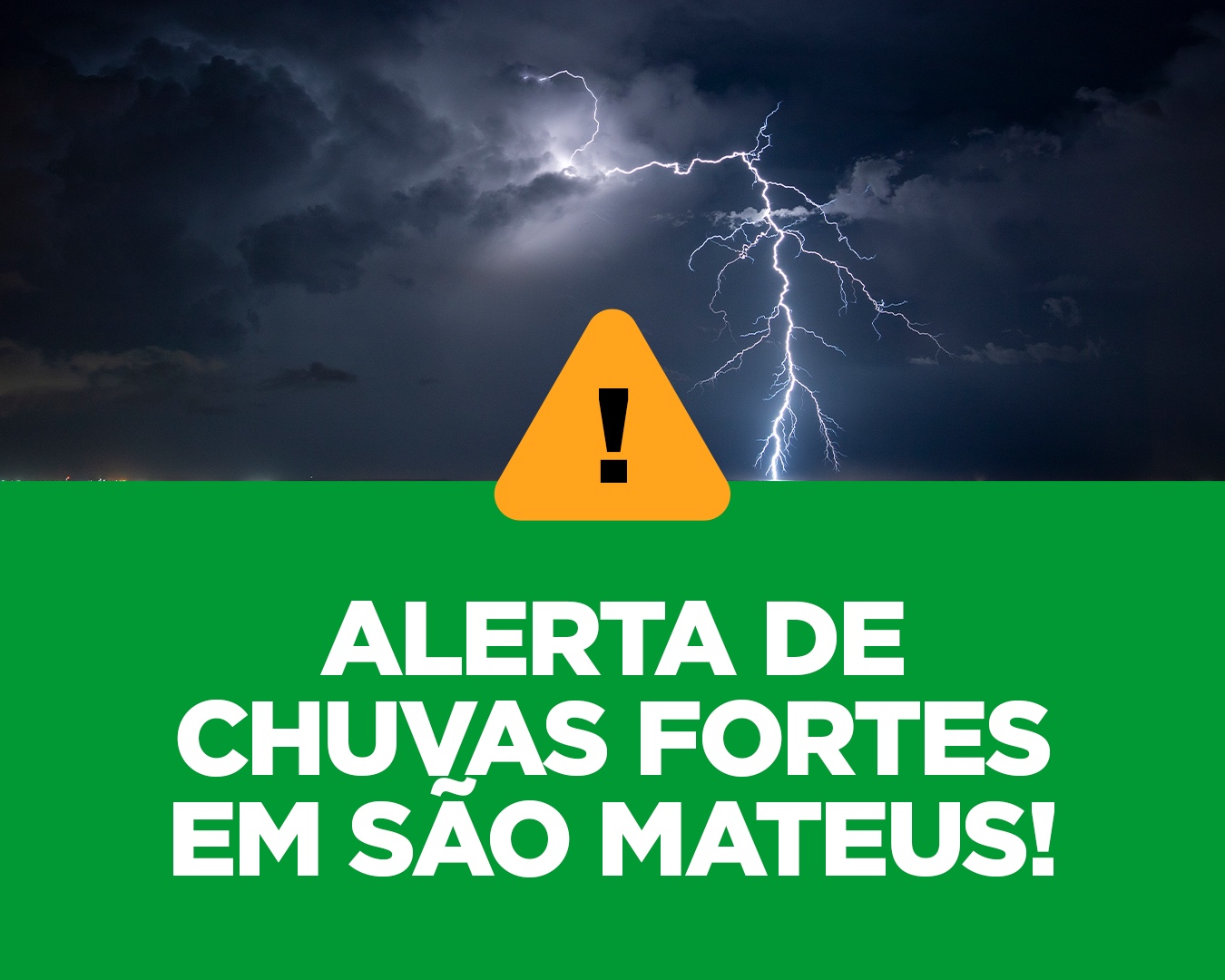PREFEITURA DE SÃO MATEUS ALERTA POPULAÇÃO PARA RISCO DE CHUVAS INTENSAS NESTE DOMINGO (25)