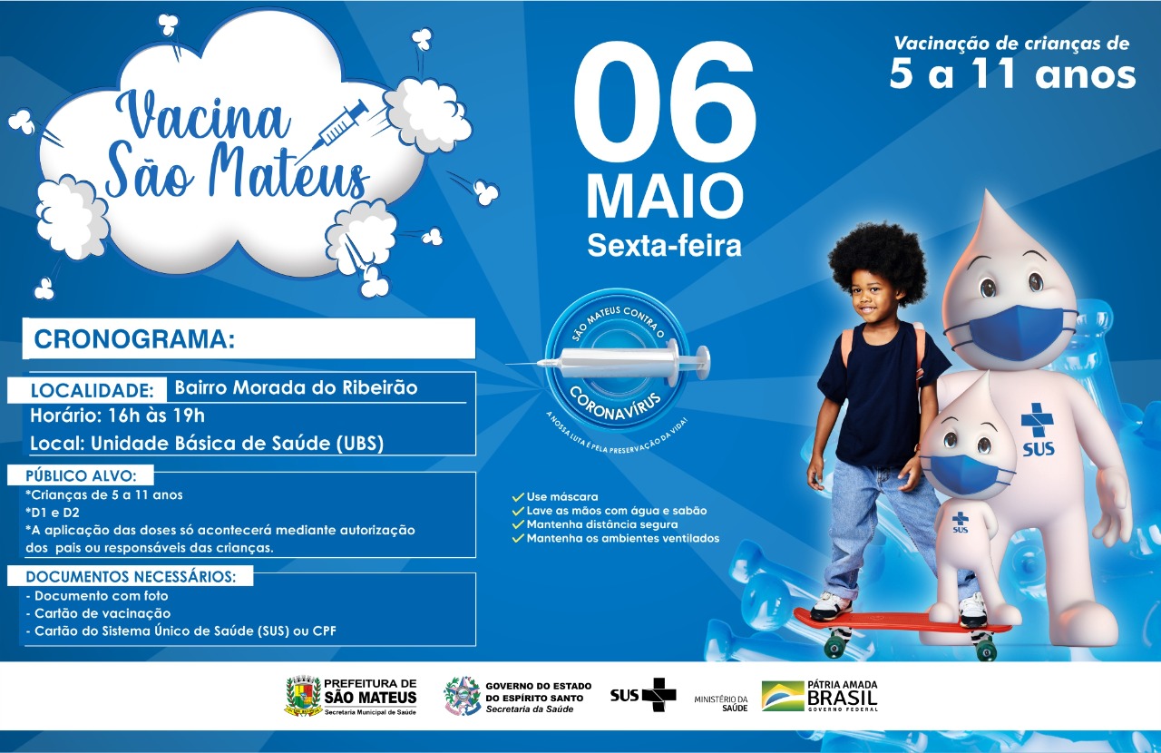 VACINAÇÃO INFANTIL SEGUE NESTA SEXTA-FEIRA (06) EM UNIDADES DE SAÚDE DE SÃO MATEUS